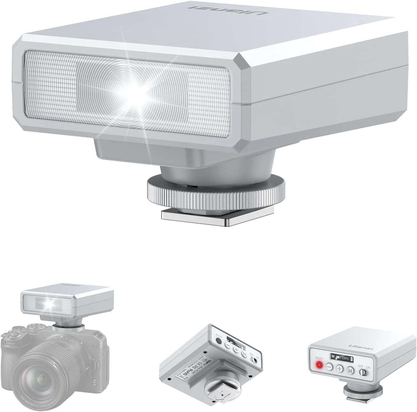 فلاش کوچک ULANZI F12، GN12 / CCT 5600K اسپیدلایت دوربین برای کانن فوجی سونی نیکون پاناسونیک المپوس پنتاکس و سایر دوربین های دیجیتال SLR، چراغ قوه با پایه هات شو یونیورسال تک کنتاکت (سفید)