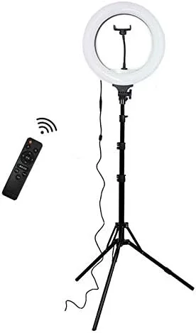 حلقه نور سلفی LED با پایه و کنترل از راه دور - دوشاخه آمریکایی، 12 اینچ