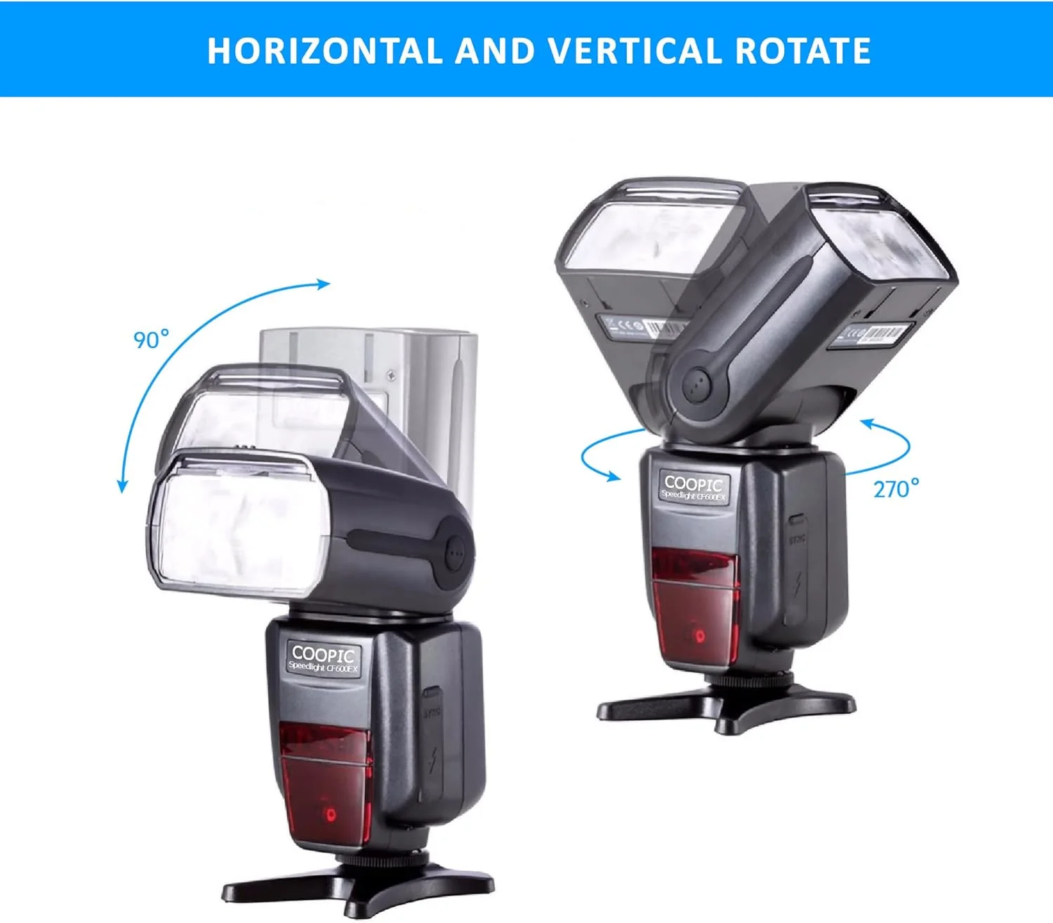 فلاش بی سیم COOPIC CF600EX با صفحه نمایش LCD، سرعت 1/8000 ثانیه HSS GN58 5500K Master TTL، سازگار با تمام دوربین های CANON NIKON.