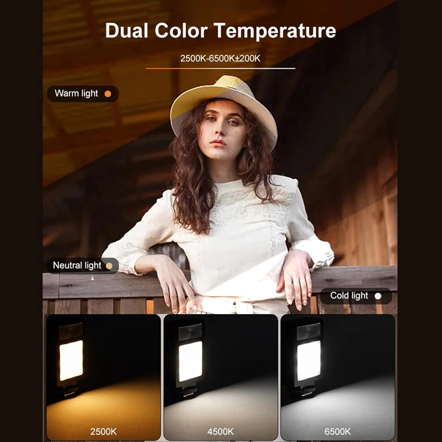 چراغ ویدئویی LED، چراغ قابل حمل دوربین برای عکاسی، 5 سطح روشنایی GN10 2500-6500K لوازم جانبی لامپ پرکننده برای تولید کننده محتوا، پخش زنده، نورافکن عکاسی