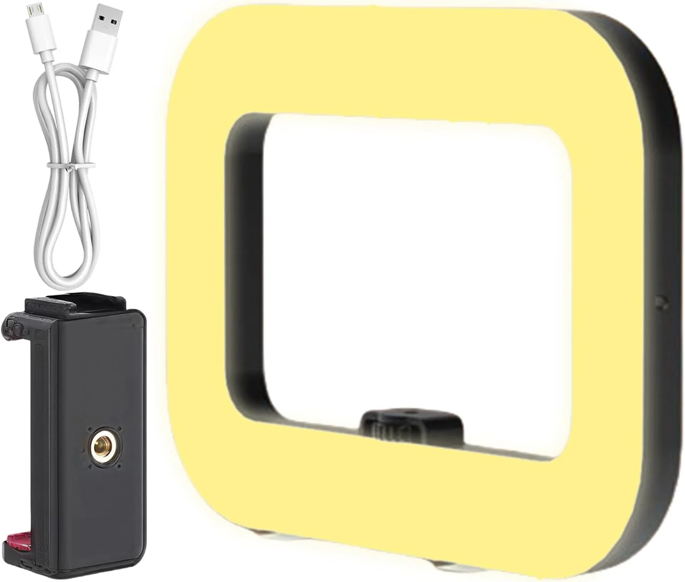 نور حلقه ای برای عکاسی - تثبیت کننده لامپ پرکننده ضبط ویدیو | نور حلقه ای مربعی سلفی ضد لرزش برای آرایش زیبایی، استودیو داخلی و خارجی