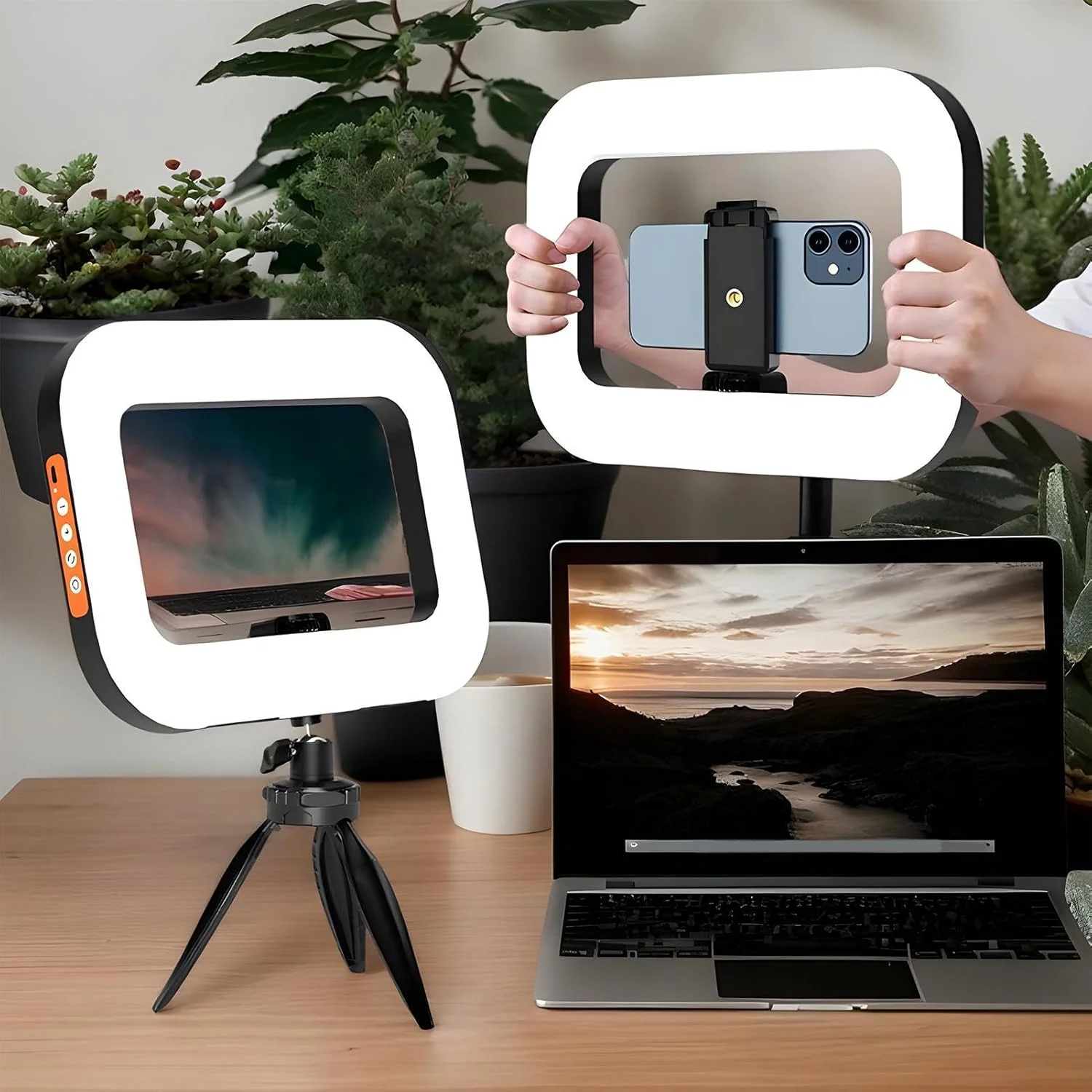 نور حلقه ای برای عکاسی - تثبیت کننده لامپ پرکننده ضبط ویدیو | نور حلقه ای مربعی سلفی ضد لرزش برای آرایش زیبایی، استودیو داخلی و خارجی نور حلقه ای برای عکاسی - تثبیت کننده لامپ پرکننده ضبط ویدیو | نور حلقه ای مربعی سلفی ضد لرزش برای آرایش زیبایی، استودیو داخلی و خارجی