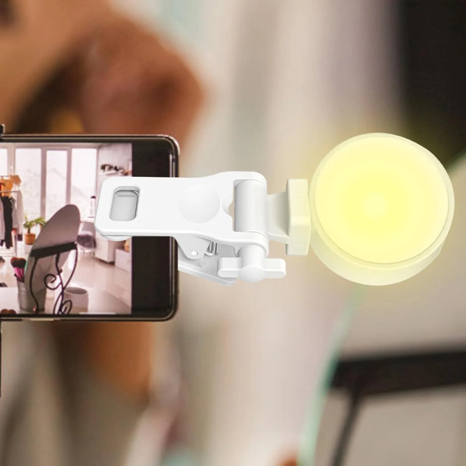 گیره نور سلفی، گیره جایگزین نور سلفی ضد لغزش | پایه نگهدارنده تلفن همراه قابل حمل با اتصال پیچ 1/4 اینچی، اتصال لامپ ال ای دی برای سه پایه و کامپیوتر