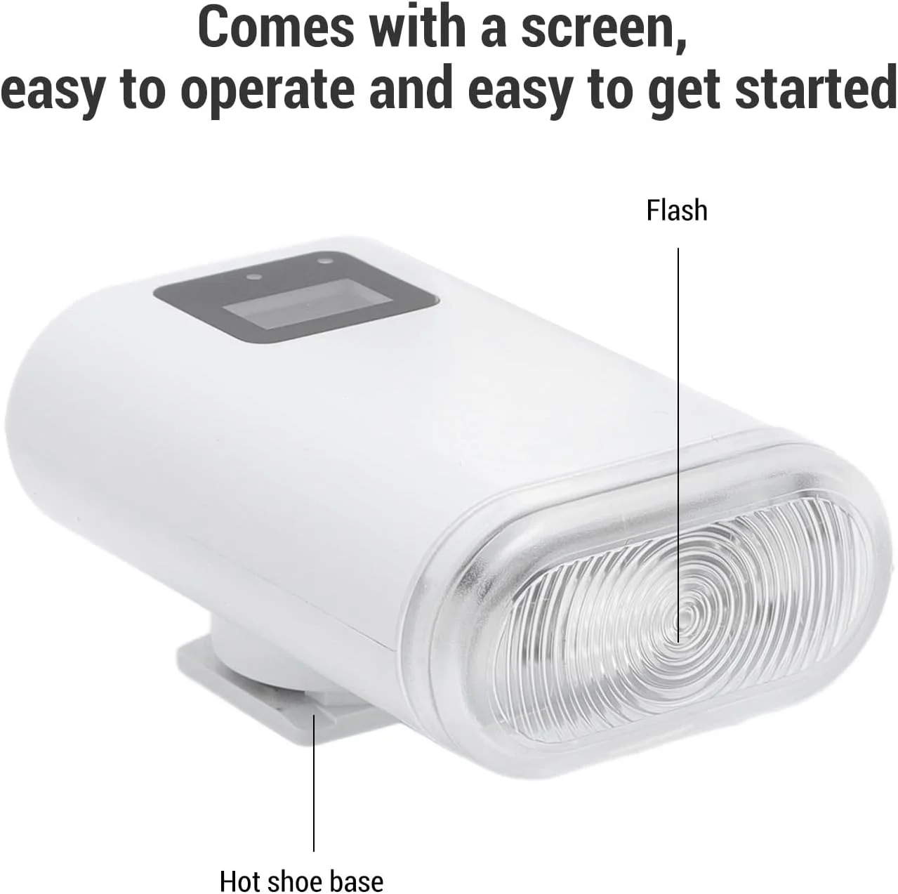 فلاش اکسترنال یونیورسال با مانت هات شو، 8 سطح تنظیم روشنایی، فلاش کوچک 5600K با روشنایی بالا و نمایشگر، مناسب برای GR3 و ZV1 (سفید)