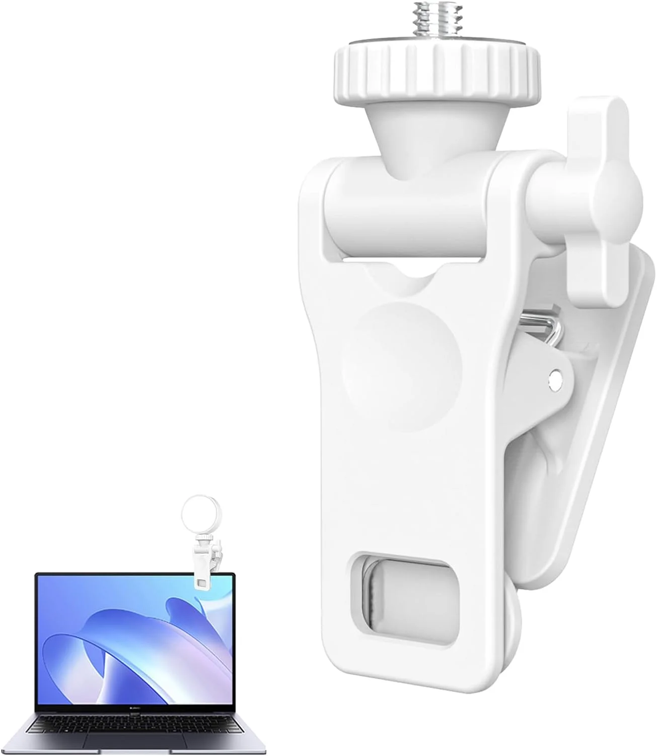 گیره اتصال نور سلفی - گیره جایگزین دوربین مانیتور ضد لغزش - اتصال لامپ LED، پایه تلفن قابل حمل با اتصال دهنده پیچی 1/4 اینچی برای سه پایه تلفن