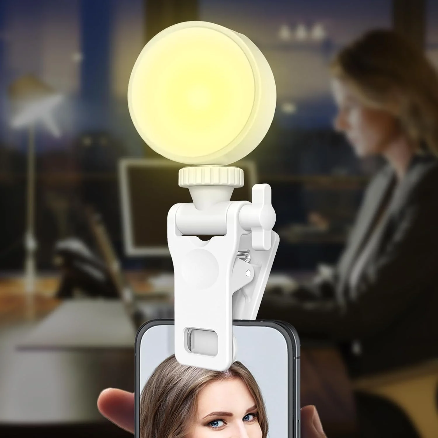 گیره اتصال نور سلفی - گیره جایگزین دوربین مانیتور ضد لغزش - اتصال لامپ LED، پایه تلفن قابل حمل با اتصال دهنده پیچی 1/4 اینچی برای سه پایه تلفن