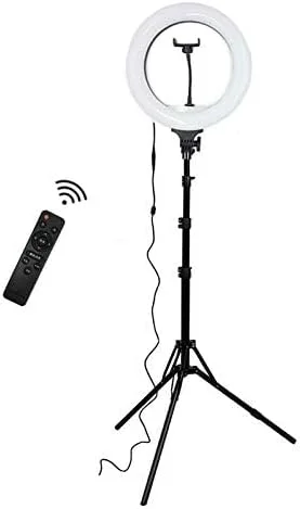 حلقه نور سلفی ال ای دی 12 اینچی با پایه و ریموت، دوشاخه آمریکایی، مناسب برای پخش زنده، آرایش و عکاسی حلقه نور سلفی ال ای دی 12 اینچی با پایه و ریموت، دوشاخه آمریکایی، مناسب برای پخش زنده، آرایش و عکاسی