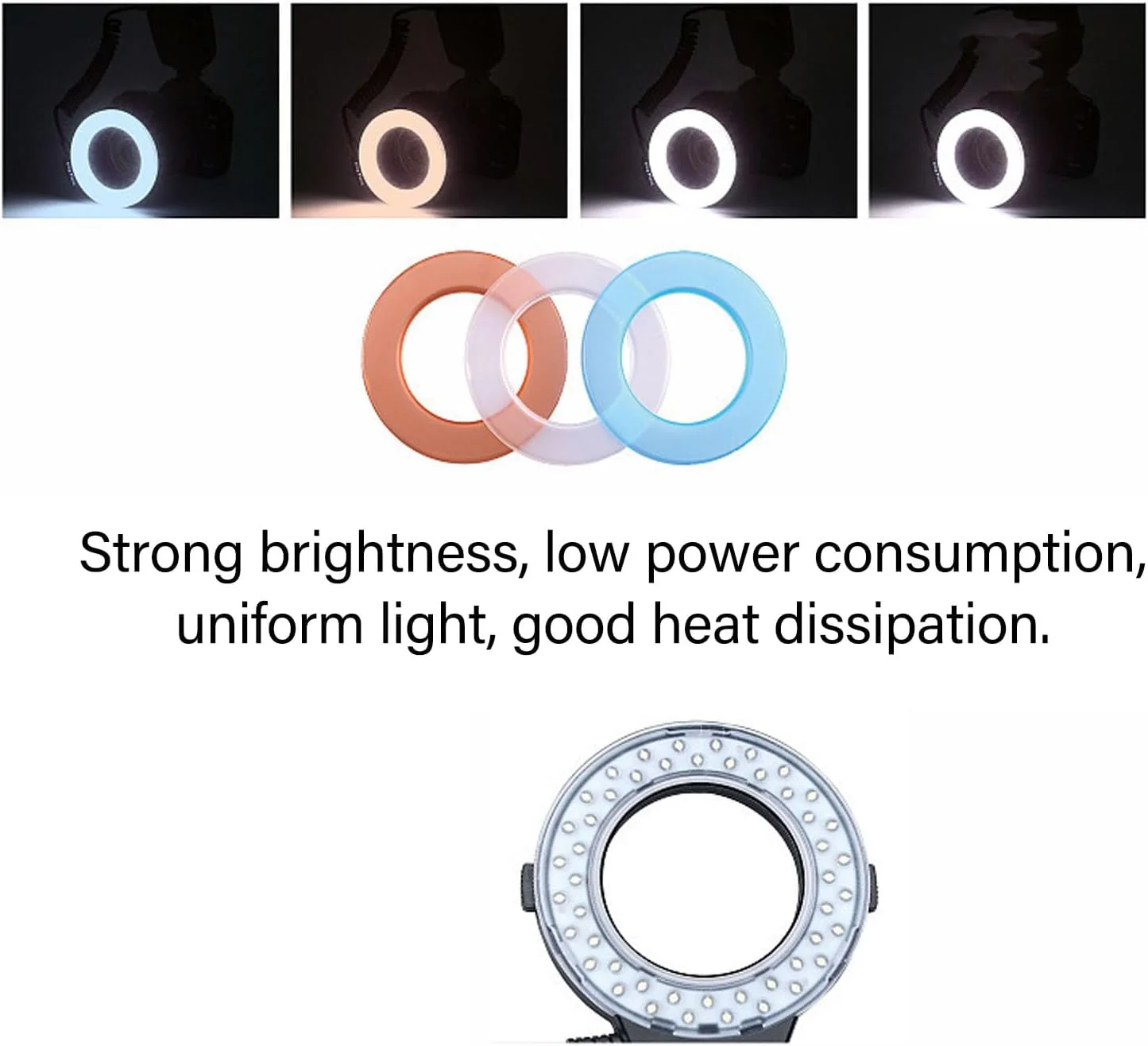 فلاش LED ماکرو با 48 ال ای دی و صفحه نمایش LCD، 3000k-15000k، کنترل قدرت، 9 حلقه آداپتور، پخش کننده نور فلاش برای دوربین های DSLR فلاش LED ماکرو با 48 ال ای دی و صفحه نمایش LCD، 3000k-15000k، کنترل قدرت، 9 حلقه آداپتور، پخش کننده نور فلاش برای دوربین های DSLR