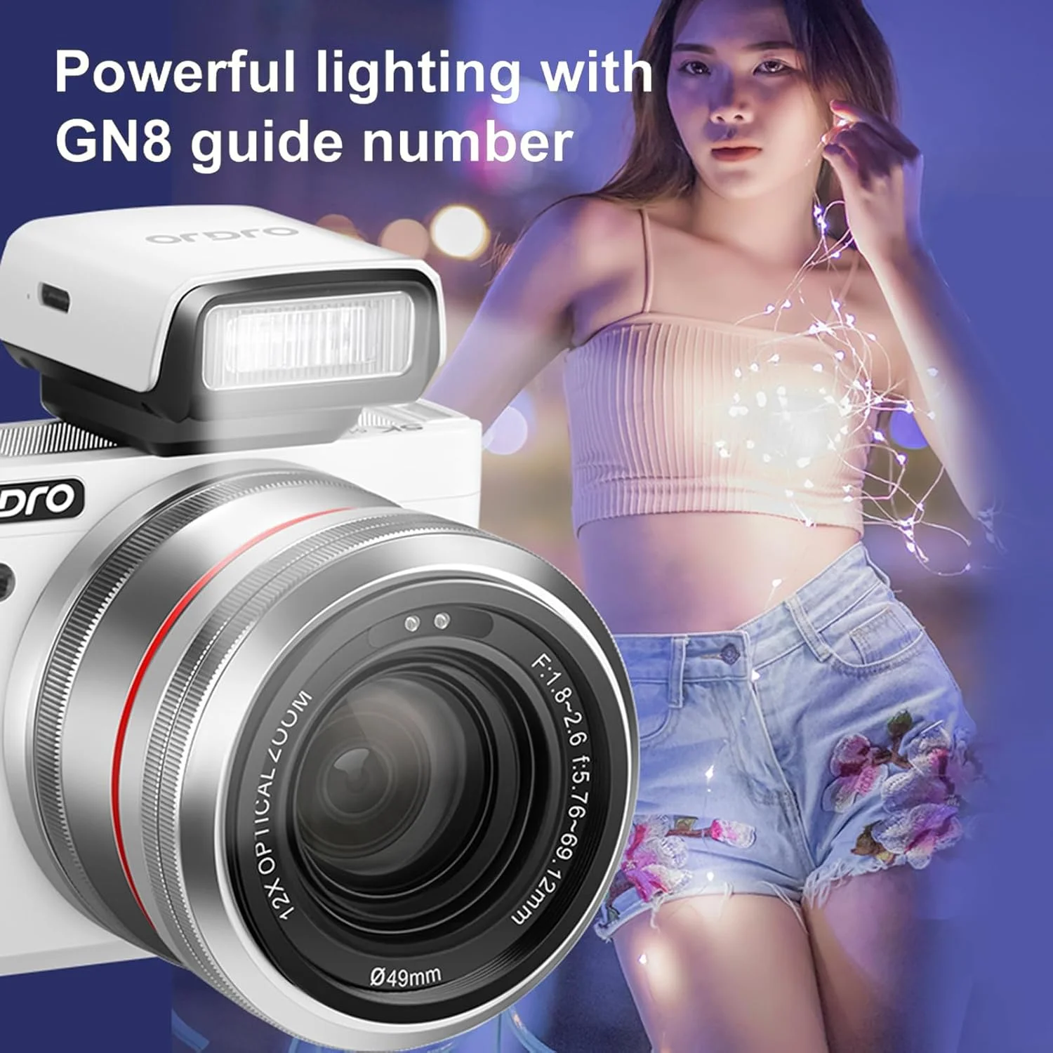 فلاش دوربین مینی، GN8 6500K، 3 سطح روشنایی، فلاش دستی/خودکار، باتری داخلی برای دوربین های کانن، نیکون، سونی، فوجی فیلم، الیمپوس، پاناسونیک (سفید) فلاش دوربین مینی، GN8 6500K، 3 سطح روشنایی، فلاش دستی/خودکار، باتری داخلی برای دوربین های کانن، نیکون، سونی، فوجی فیلم، الیمپوس، پاناسونیک (سفید)