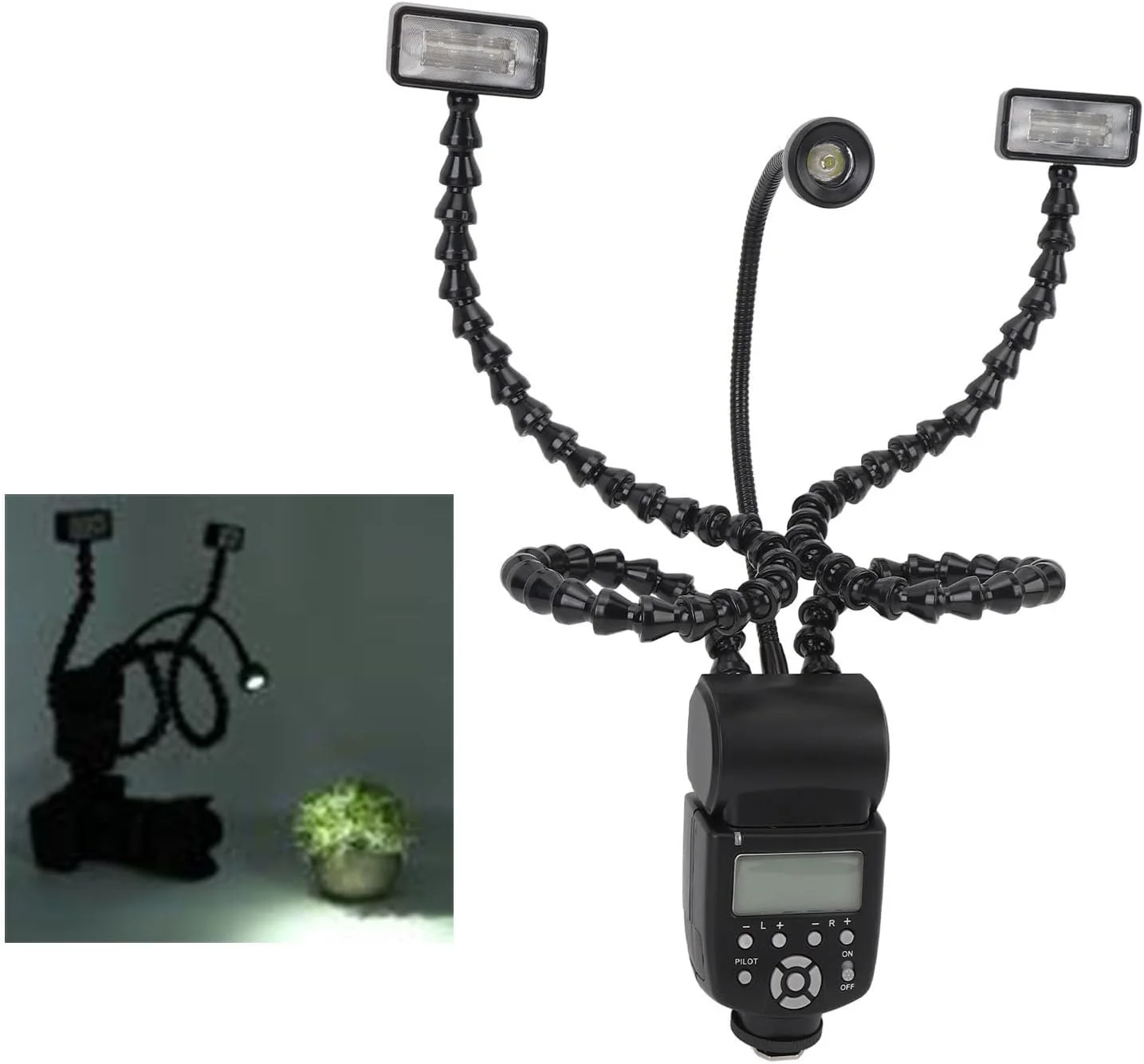 فلاش ماکرو Jiawu K-808، نور بازوی فلاش ماکرو دوربین قابل حمل 3 هد با روشنایی قابل تنظیم 8 سطح، پشتیبانی از نورپردازی عکاسی ماکرو 5600K، ابزار نورپردازی چند منظوره