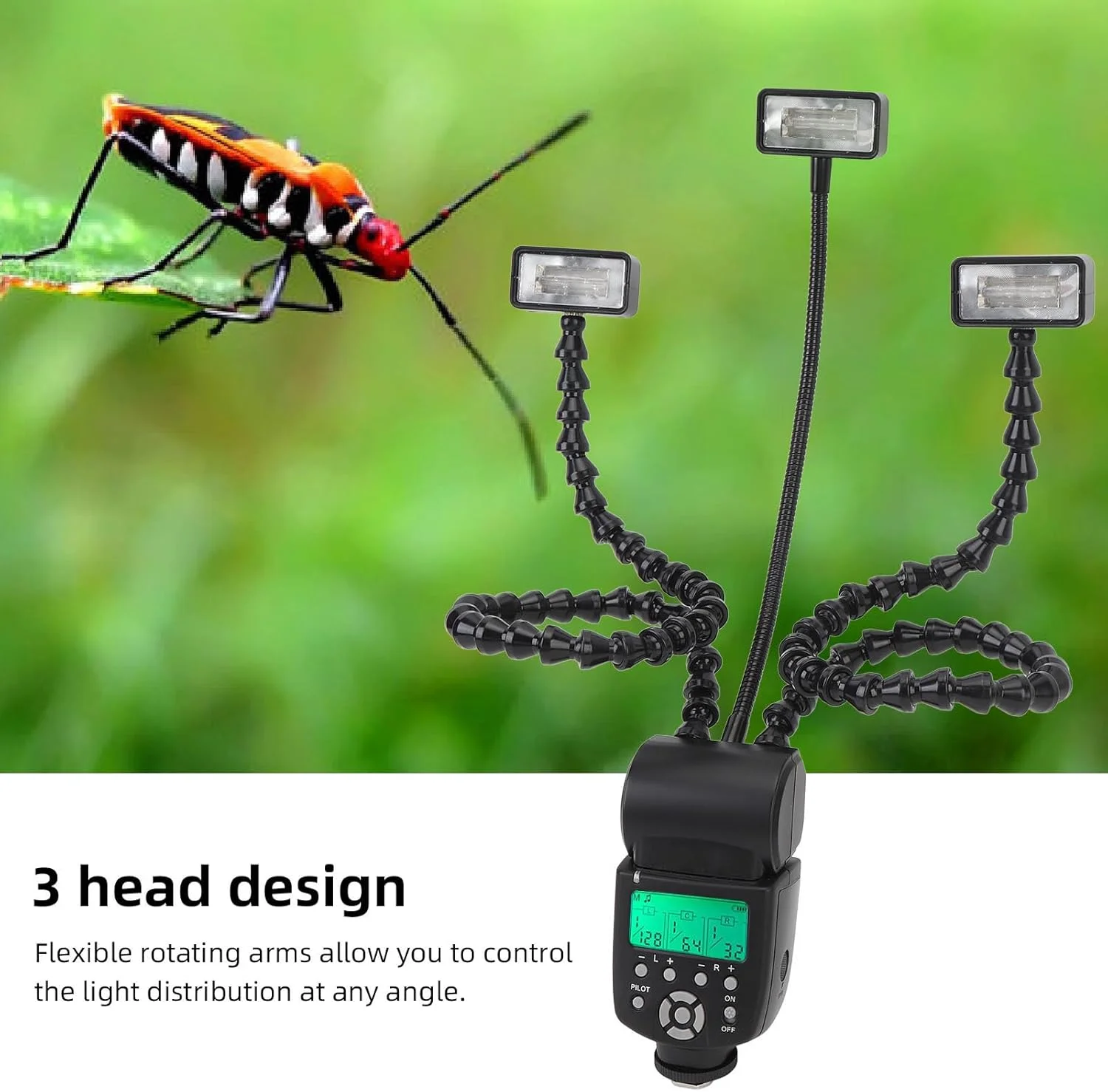 فلاش ماکرو Jiawu K-888، فلاش ماکرو حرفه ای 3 هد با دمای رنگ 5600K و 8 سطح روشنایی، نور بازوی ماکرو دوربین قابل حمل برای گیاهان، جواهرات و عکاسی از نمای نزدیک غذا فلاش ماکرو Jiawu K-888، فلاش ماکرو حرفه ای 3 هد با دمای رنگ 5600K و 8 سطح روشنایی، نور بازوی ماکرو دوربین قابل حمل برای گیاهان، جواهرات و عکاسی از نمای نزدیک غذا