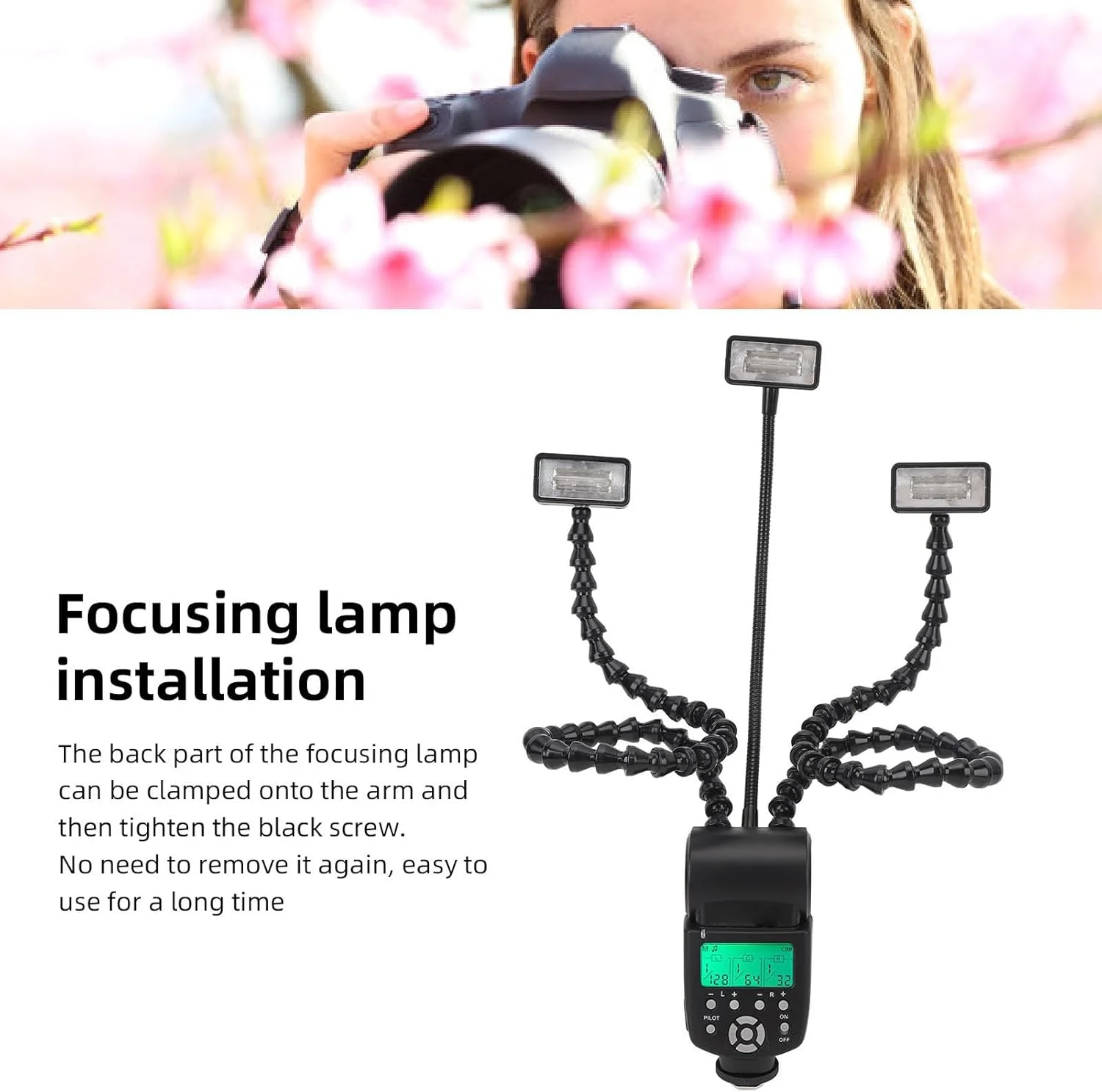 فلاش دوربین Goshyda، فلاش 3 سر با بازوهای انعطاف پذیر کفشک دار برای دوربین های DSLR، فلاش ماکرو دوربین دیجیتال، پشتیبانی از کنترل مستقل 8 سطح قابل تنظیم فلاش دوربین Goshyda، فلاش 3 سر با بازوهای انعطاف پذیر کفشک دار برای دوربین های DSLR، فلاش ماکرو دوربین دیجیتال، پشتیبانی از کنترل مستقل 8 سطح قابل تنظیم