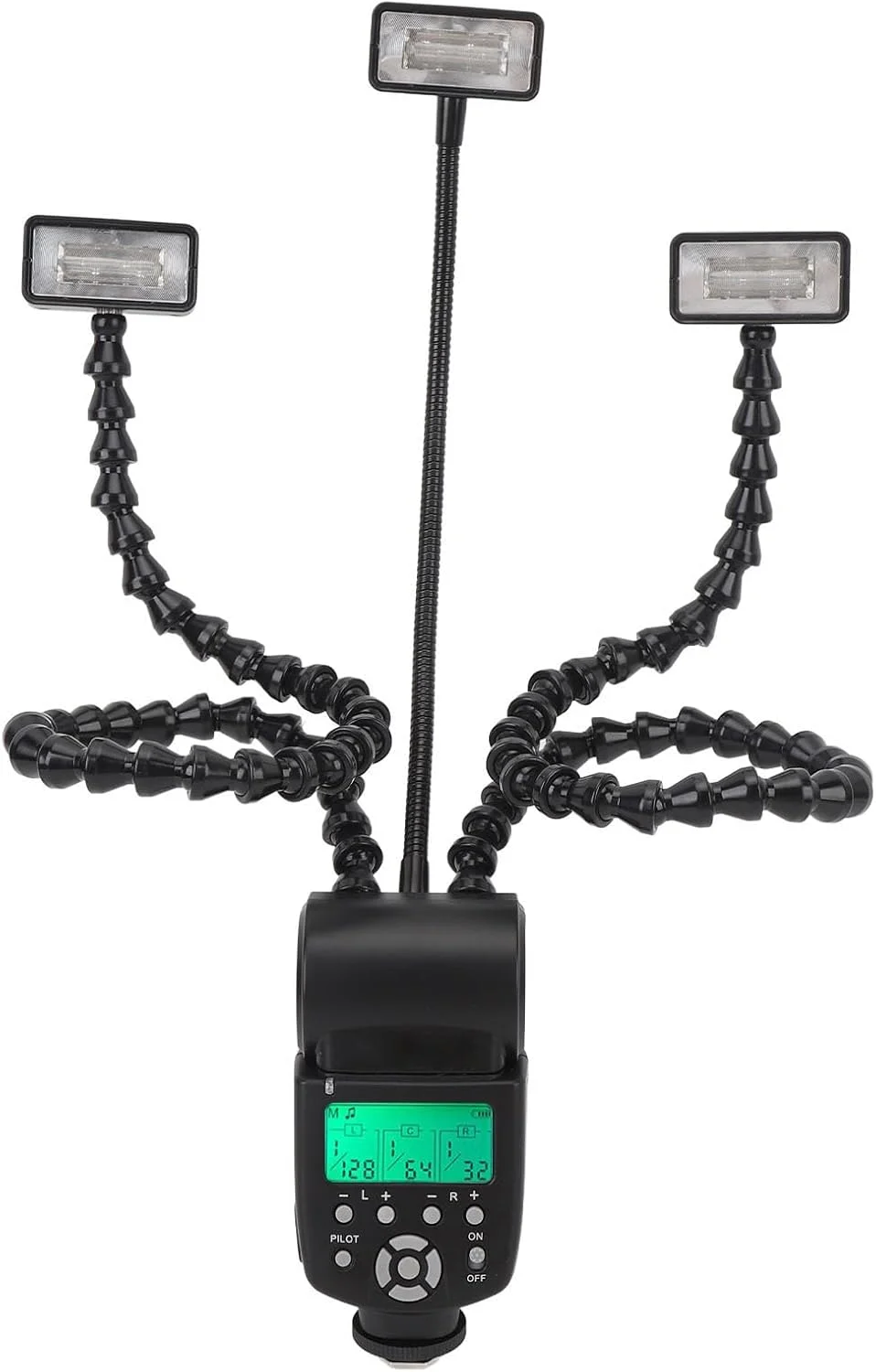 فلاش دوربین 3 سر Luocute، نور ماکرو قابل حمل دوربین با 8 سطح روشنایی 5600K برای عکاسی از جواهرات و غذا، فلاش دوربین با بازوهای انعطاف پذیر قابل تنظیم