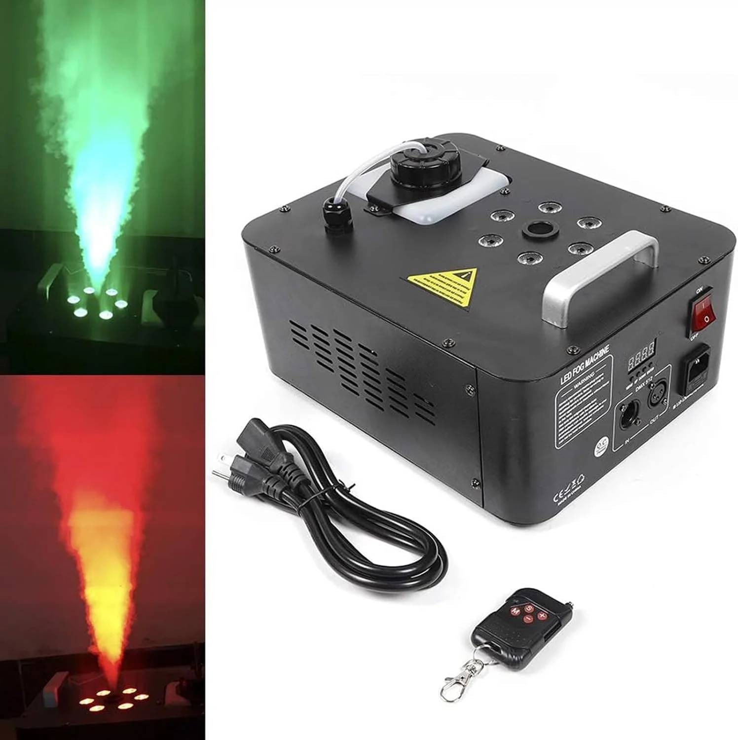 دستگاه مه ساز استیج، دستگاه دود ساز عمودی 900 واتی، دستگاه دود ساز جلوه های ویژه استیج مهمانی DJ با 6 چراغ LED RGB و ریموت کنترل، برای هالووین، مهمانی، جلوه های ویژه استیج
