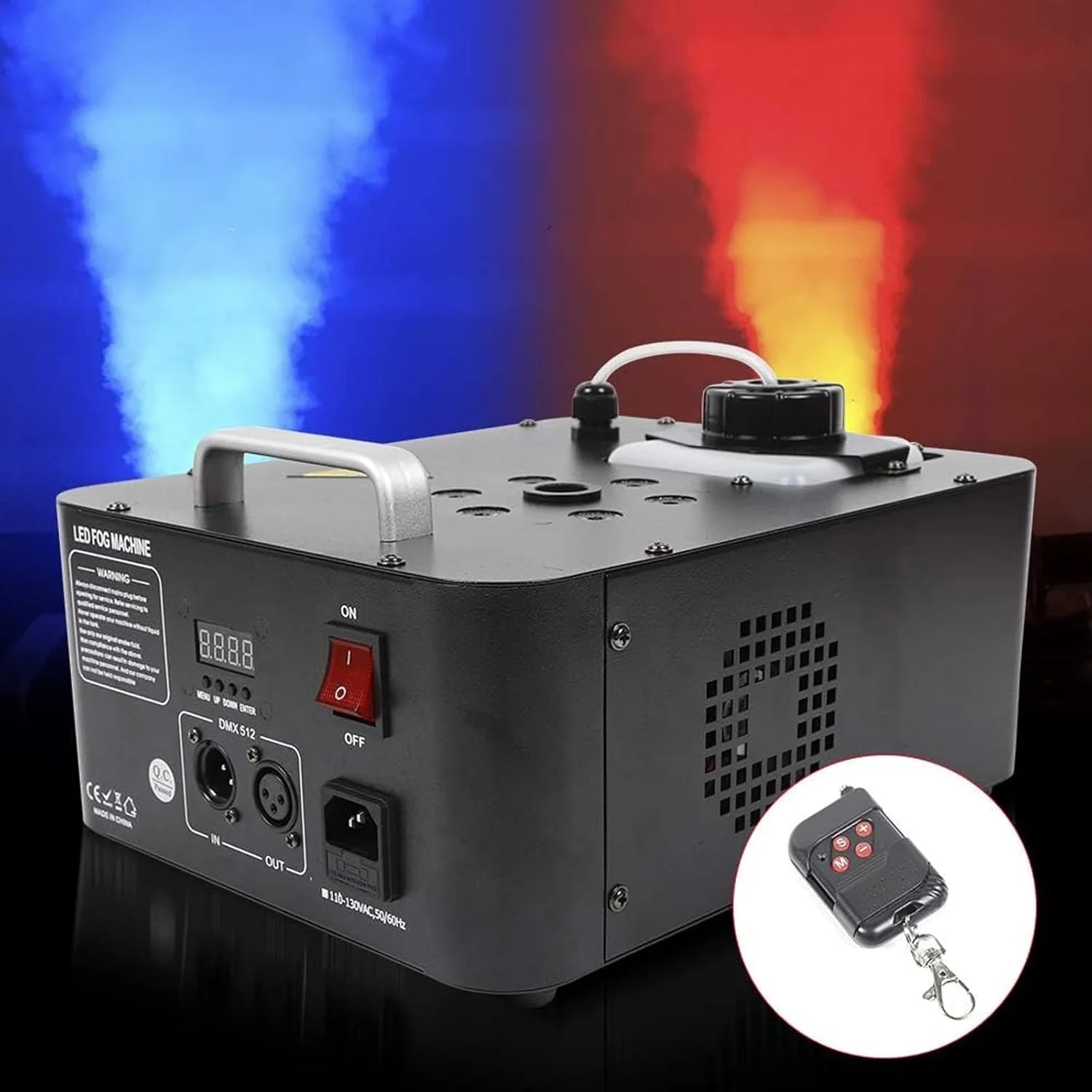 دستگاه مه ساز استیج، دستگاه دود ساز عمودی 900 واتی، دستگاه دود ساز جلوه های ویژه استیج مهمانی DJ با 6 چراغ LED RGB و ریموت کنترل، برای هالووین، مهمانی، جلوه های ویژه استیج