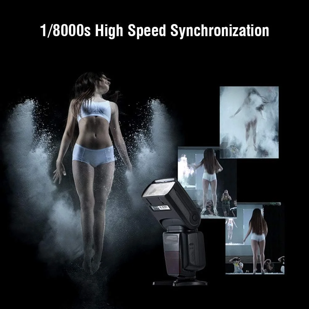 فلاش بی‌سیم 2.4G با سرعت 1/8000 ثانیه TTL GN58 مستر/اسلیو با صفحه نمایش LCD چرخان برای دوربین SLR، پشتیبانی از سرعت بالا و پیوسته
