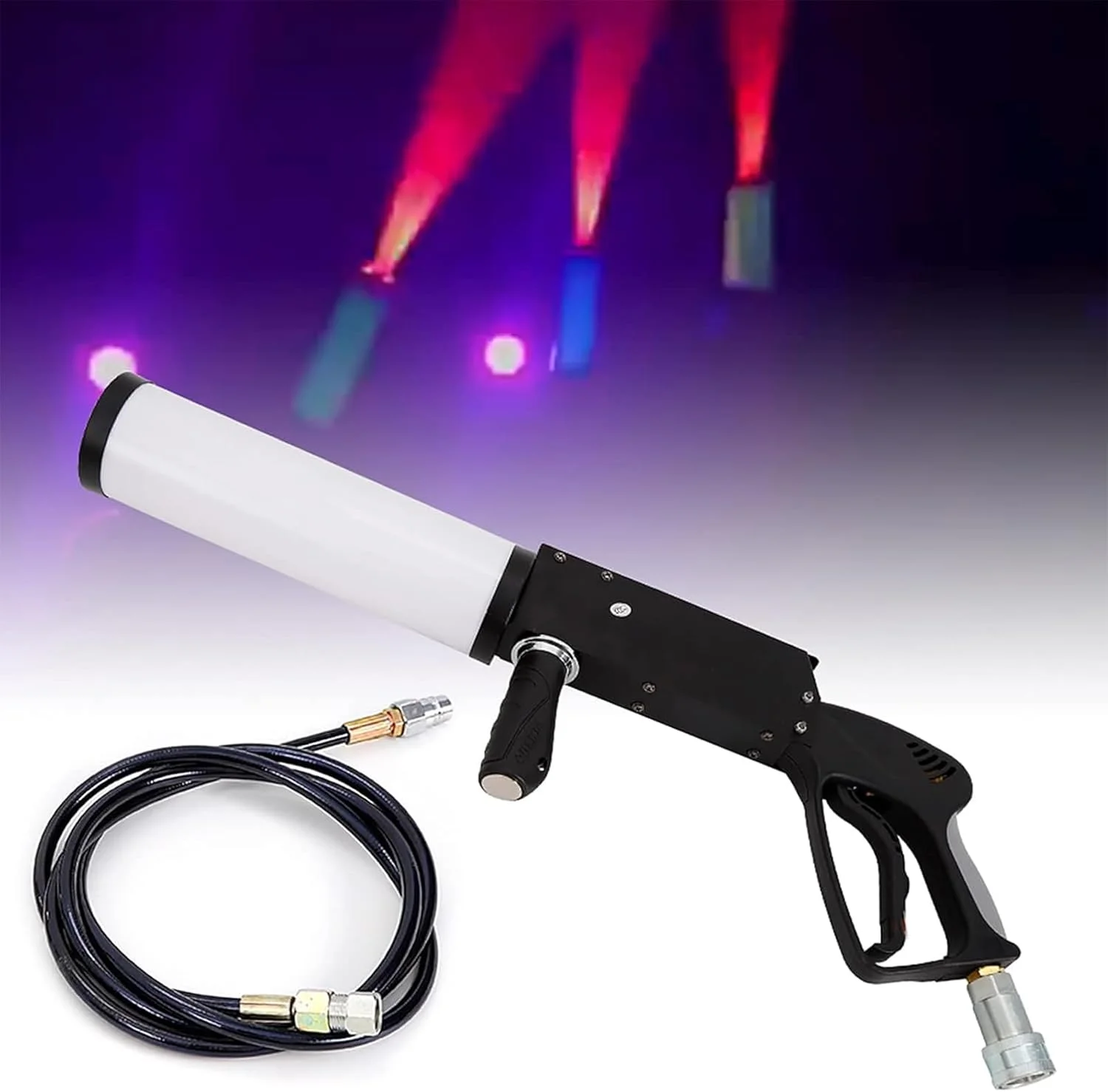 دستگاه مه ساز LED CO2 PODEC، تفنگ جت اسپری CO2 ترکیبی RGB، تفنگ دود ساز DJ Effects با 4 نور و فاصله جت 8-10 متر، برای کنسرت زنده مهمانی هالووین