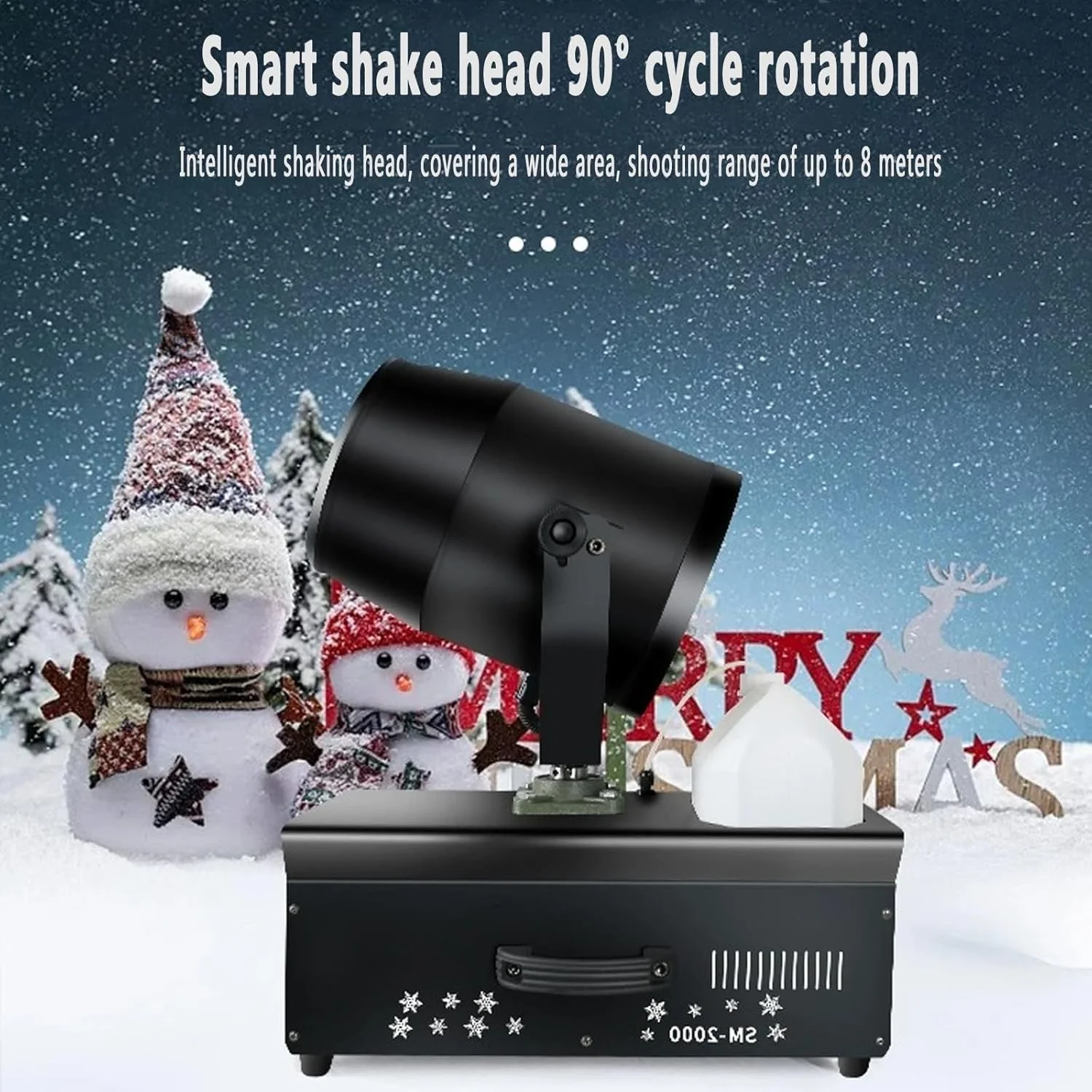 دستگاه برف ساز حرفه ای PODEC، 2000 وات، دستگاه برف ساز داخلی و خارجی، دستگاه افکت برف با سر متحرک 90 درجه با کنترل از راه دور، فاصله پرتاب 6 تا 8 متر، برای جشن عروسی و تعطیلات