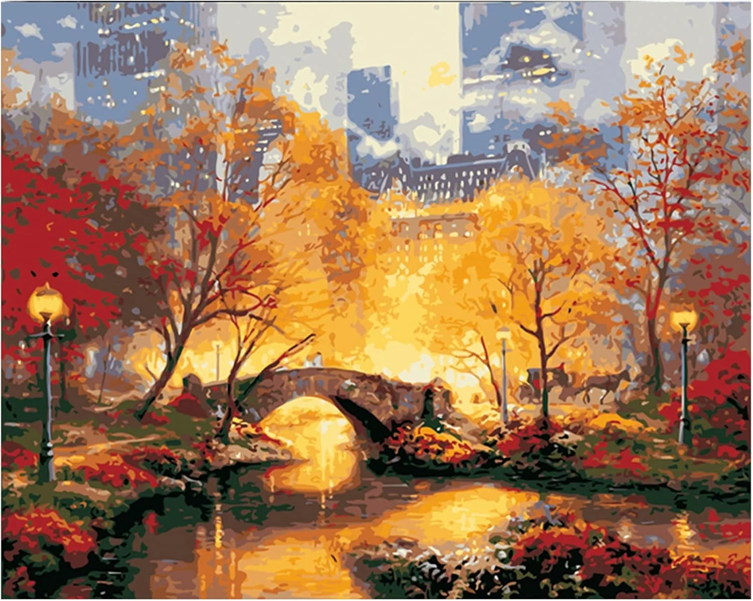 مجموعه نقاشی رنگ روغن روی بوم فاونوو طرح غروب آفتاب، مناسب بزرگسالان، کودکان، مبتدیان، کاردستی و دکور دیوار منزل - سایز 30x40 سانتی متر