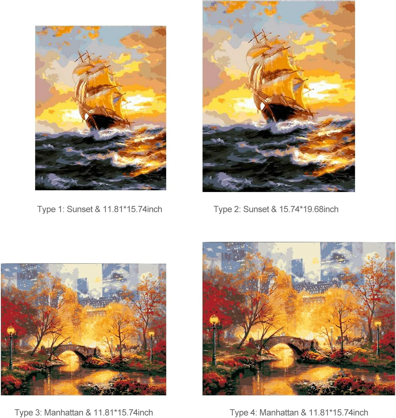 مجموعه نقاشی رنگ روغن روی بوم فاونوو طرح غروب آفتاب، مناسب بزرگسالان، کودکان، مبتدیان، کاردستی و دکور دیوار منزل - سایز 30x40 سانتی متر