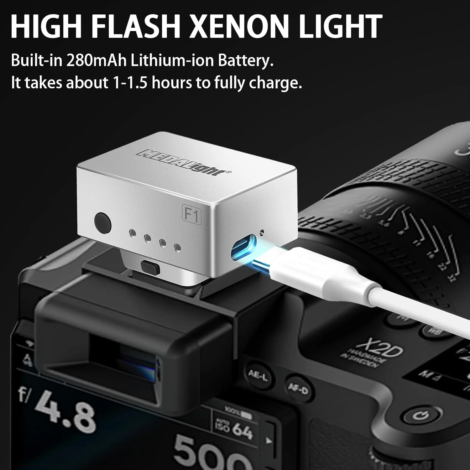 فلاش دوربین کوچک F1 برای Ricoh (GR3/GR3X و غیره)، Fuji/Sony/Nikon/Canon، دوربین های فیلم دیجیتال، چراغ قوه فلاش کوچک قابل حمل برای دوربین های DSLR (نقره ای)