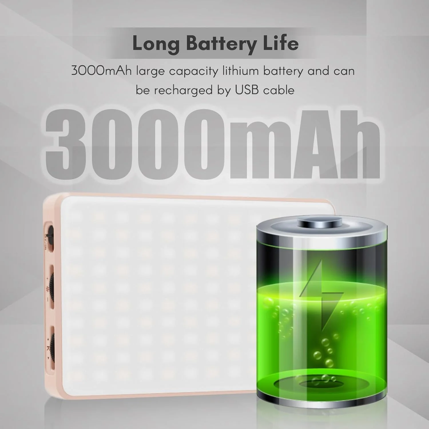 نور ویدئویی LED کلیپسی YUNNSTORE، مناسب تبلت، موبایل و کامپیوتر، با دمای رنگ قابل تنظیم 2500K-9000K و باتری داخلی برای جلسات آنلاین، پخش زنده و سلفی