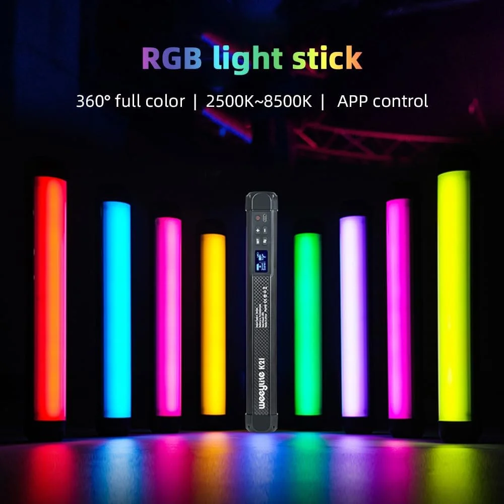 چراغ استیک RGB قابل حمل Pepisky K21، چراغ LED تیوبی 8 واتی برای عکاسی، نور پرکننده 2500K-8500K با قابلیت تنظیم نور، 29 جلوه نوری صحنه، کنترل از طریق اپلیکیشن، باتری داخلی برای ولاگ و پخش زنده