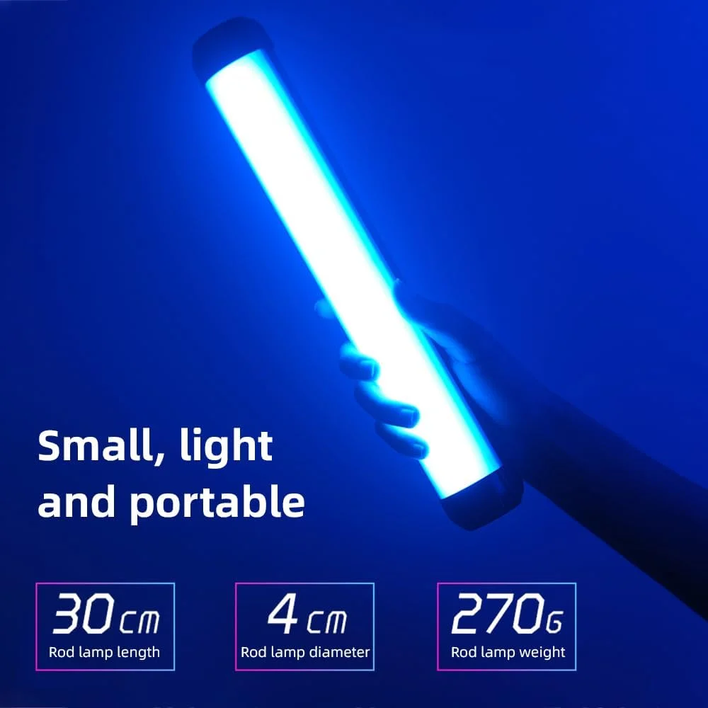 چراغ استیک RGB قابل حمل Pepisky K21، چراغ LED تیوبی 8 واتی برای عکاسی، نور پرکننده 2500K-8500K با قابلیت تنظیم نور، 29 جلوه نوری صحنه، کنترل از طریق اپلیکیشن، باتری داخلی برای ولاگ و پخش زنده