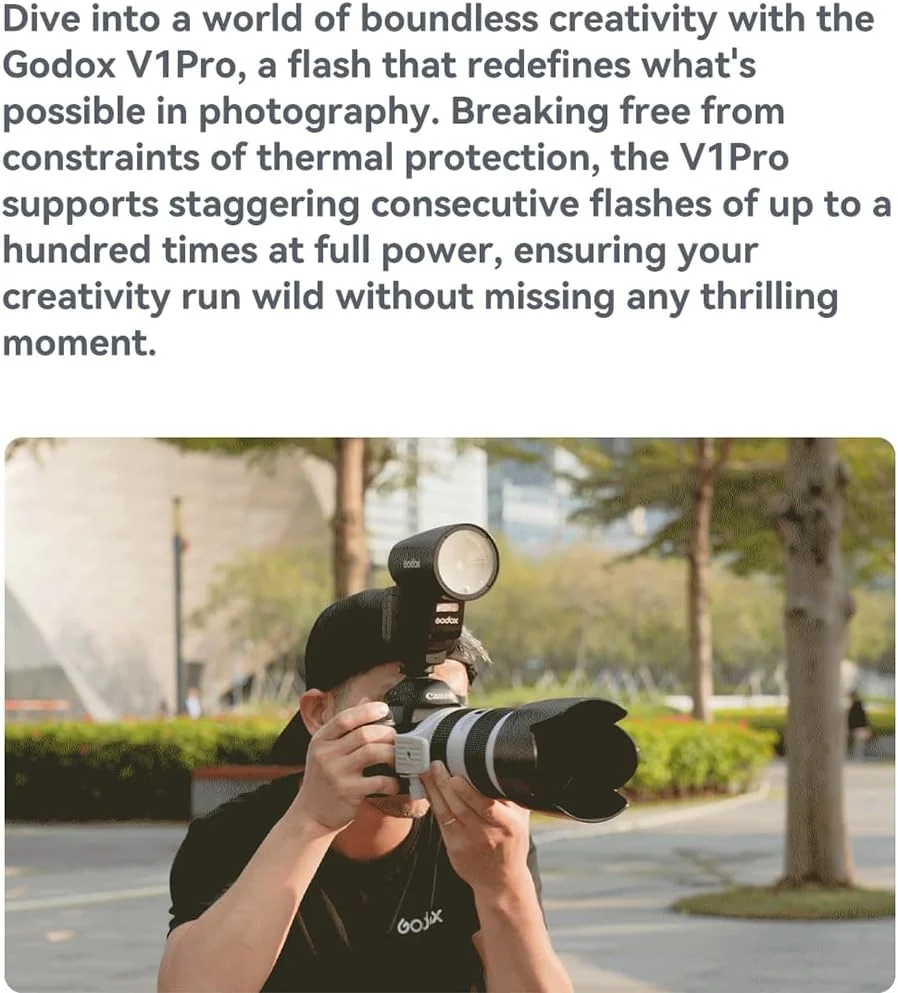 فلاش دوربین گرد Godox V1Pro-C 76W 2.4G X Wireless HSS TTL برای Canon