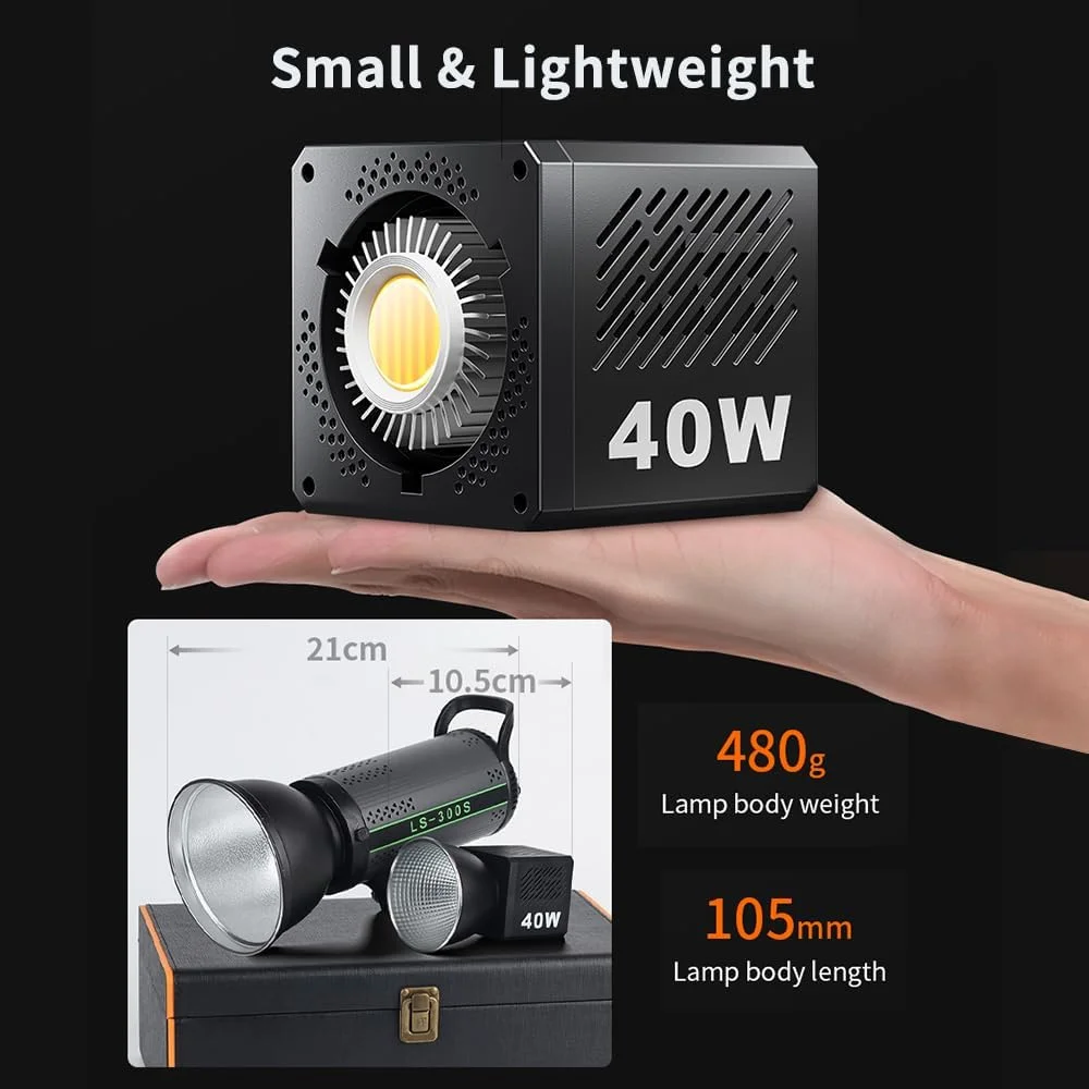 نور ویدئویی COB قابل حمل، نور پرکننده عکاسی دستی 40 وات 2500K-6500K با قابلیت تنظیم نور، 9 جلوه نورپردازی صحنه، باتری داخلی با دسته و بازتابنده برای ولاگ، پخش زنده در فضای داخلی و خارجی YUNNSTORE