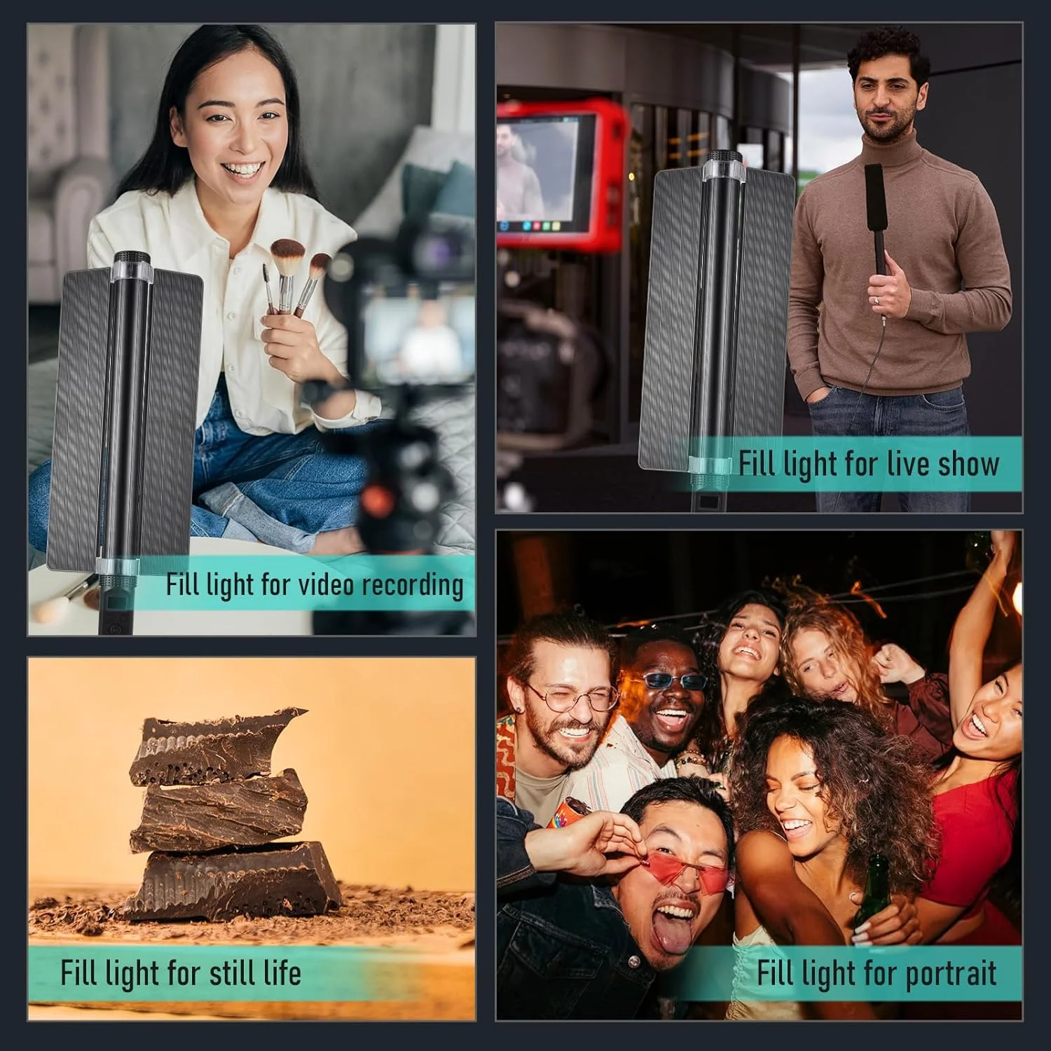 چراغ عکاسی دستی 50 واتی RGB Pepisky، نور LED قابل حمل با صفحه نمایش LED، CRI≥ 95Ra، 2800K-6800K، کم نور شونده پیوسته، 192 مهره، 9 جلوه نوری FX، پشتیبانی از کنترل بی سیم با باردور و ریموت