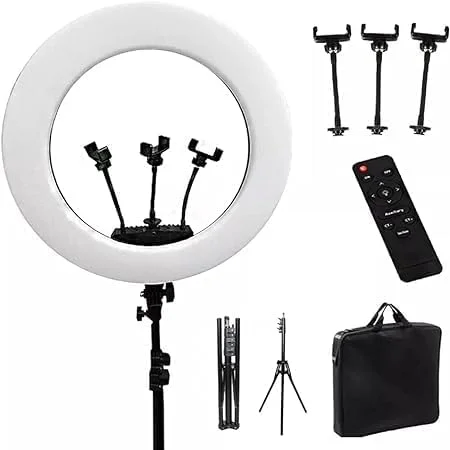 حلقه نور ال ای دی RL به همراه پایه، فیلترهای رنگی و نگهدارنده تلفن - ایده آل برای آرایش، یوتیوب، تیک تاک و فیلمبرداری با دوربین/تلفن (14)