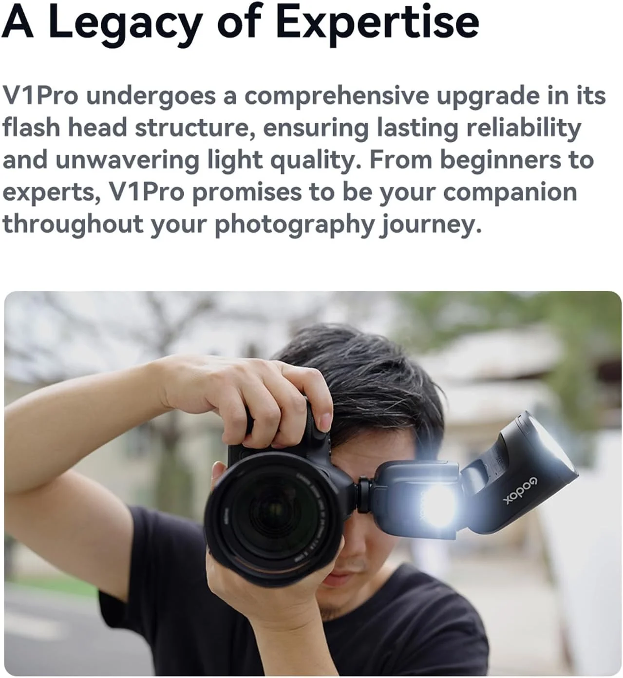 فلاش گرد GODOX V1PRO C به همراه تریگر فلاش 1/8000s HSS با زمان شارژ 1.3 ثانیه، حالت فلاش M/TTL، 22 سطح قابل تنظیم خروجی فلاش، به همراه کابل Type-C برای دوربین های Canon EOS