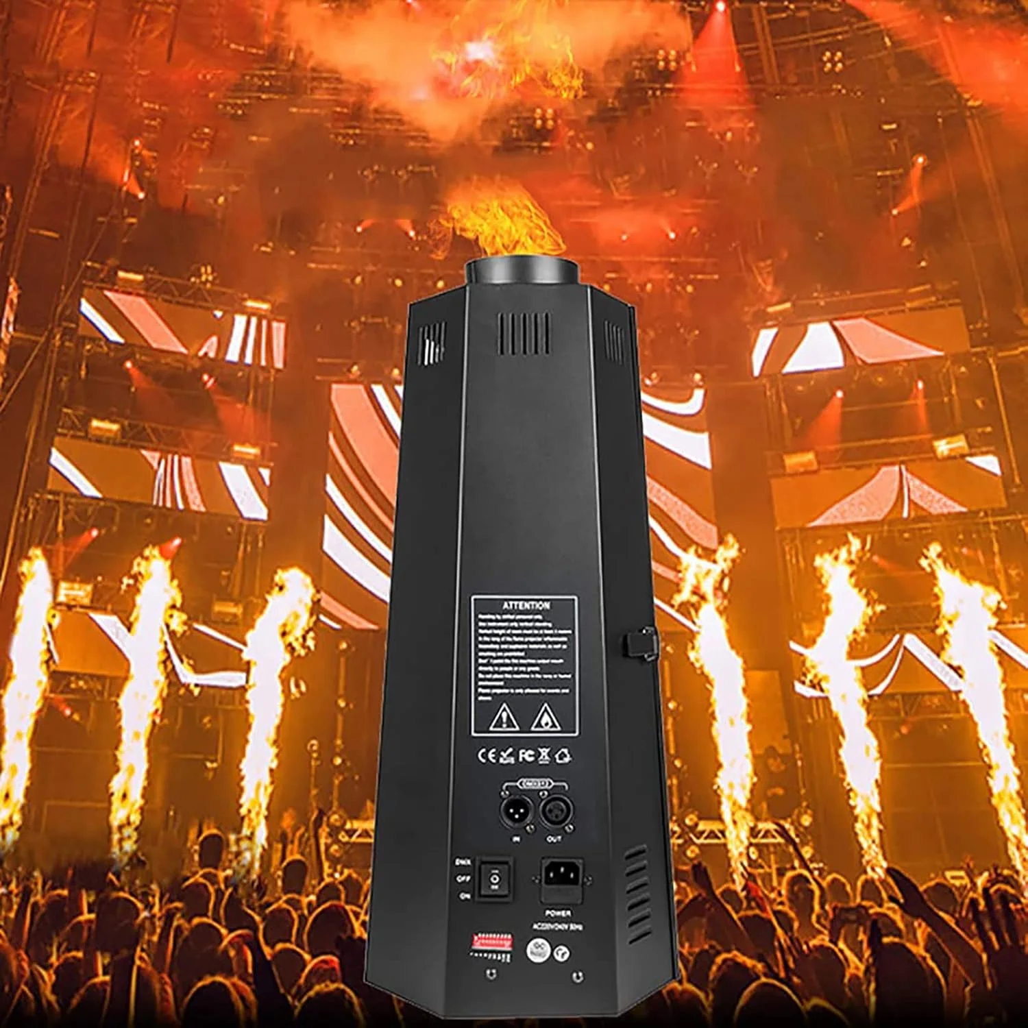 دستگاه جلوه های ویژه آتش TsoLay، دستگاه جت شعله دی جی، طراحی پایه شش ضلعی، دستگاه آتش رنگارنگ صحنه شش گوشه 200 وات، برای صحنه های داخلی و خارجی