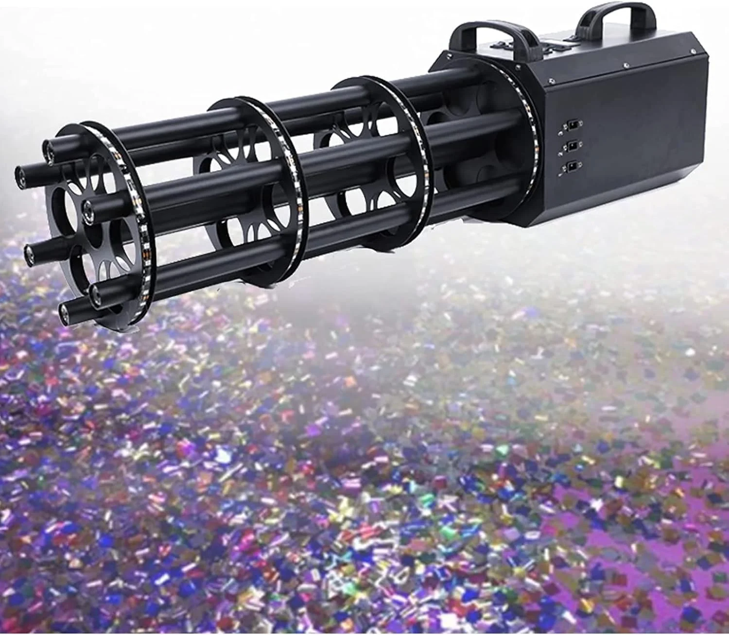 تفنگ پرتاب کاغذ رنگی برقی TsoLay، تفنگ شش لول الکترونیکی با نورهای رنگی، پنل کاربری ساده، تک سگک، مناسب برای عروسی، تعطیلات، هالووین و کریسمس