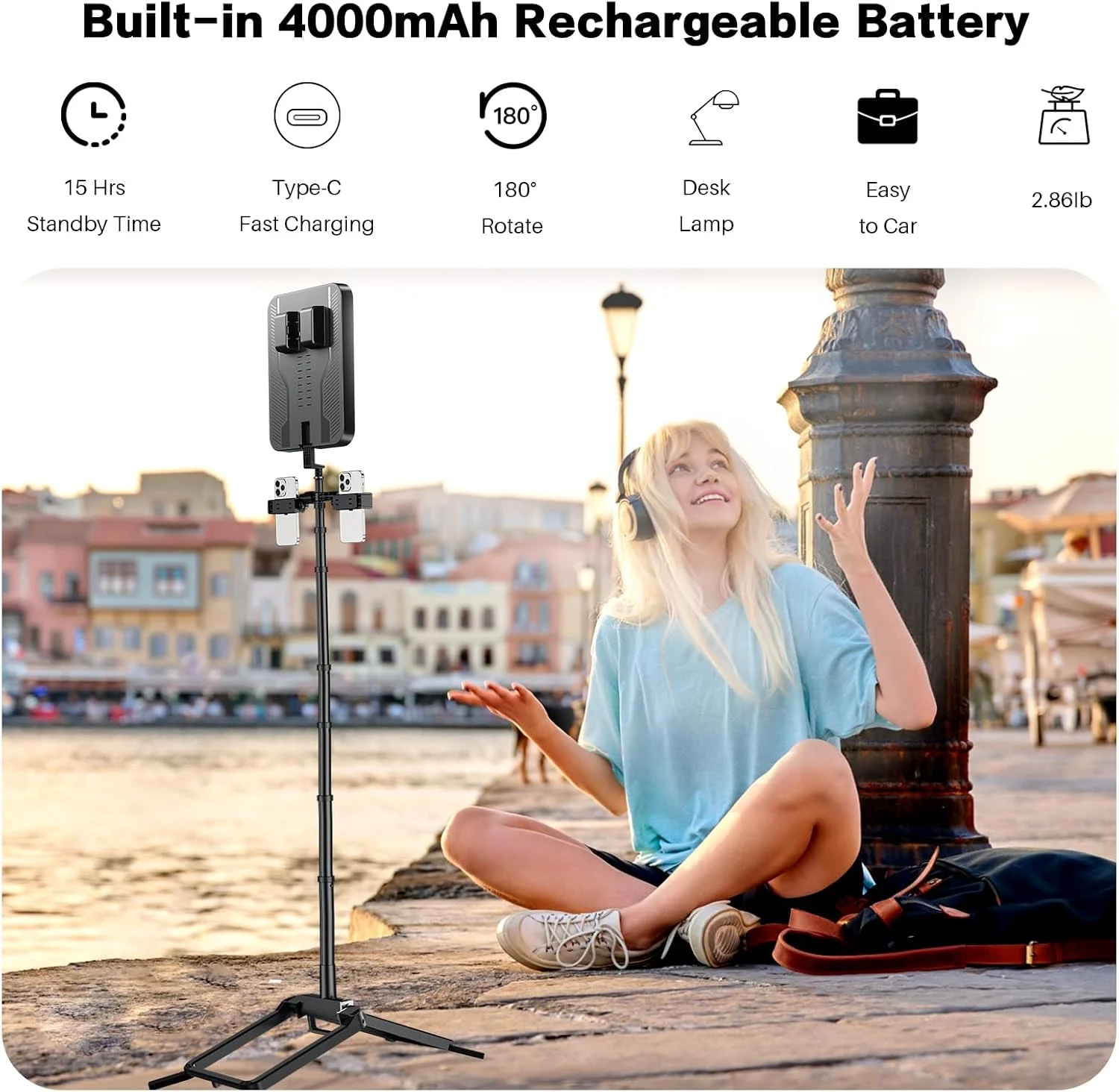 نور پرکننده پخش زنده با صفحه نمایش بزرگ 14 اینچی OldShark