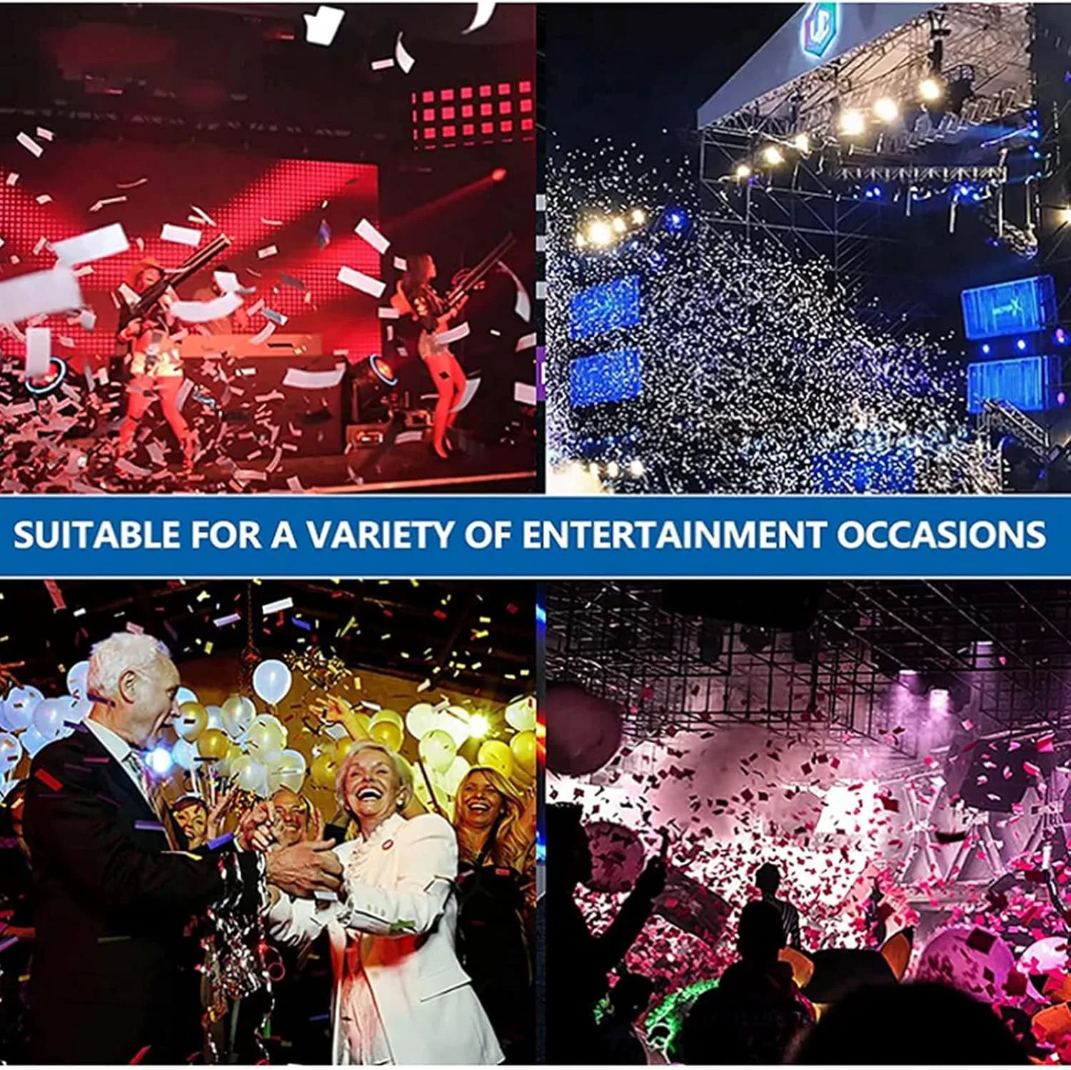 تفنگ پرتاب کاغذ رنگی برقی TsoLay، تفنگ شش لول الکترونیکی با نورهای رنگی، پنل کاربری ساده، تک سگک، مناسب برای عروسی، تعطیلات، هالووین و کریسمس