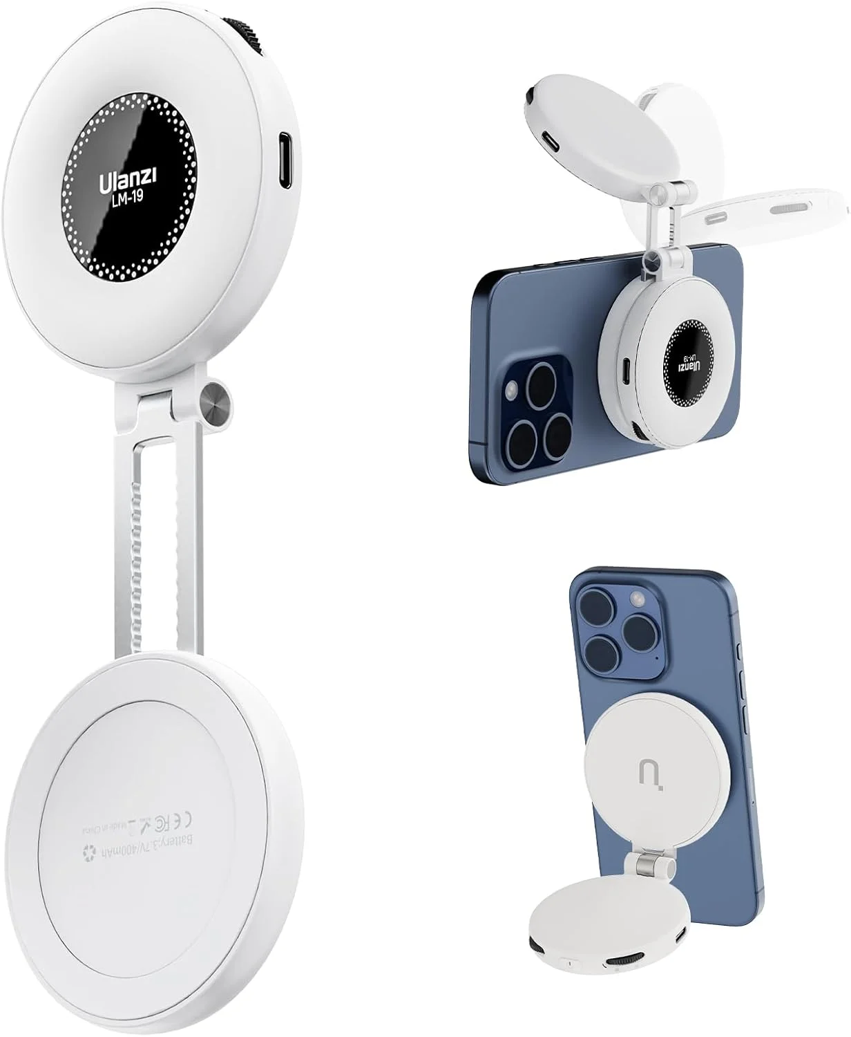 نور پرکننده UURig برای Magsafe، چراغ LED تلفن، نور حلقه ای سلفی با قابلیت تنظیم روشنایی، سازگار با Magsafe برای آیفون، گوشی های هوشمند، وبلاگ ها، عکاسی و کنفرانس ویدیویی، رنگ سفید
