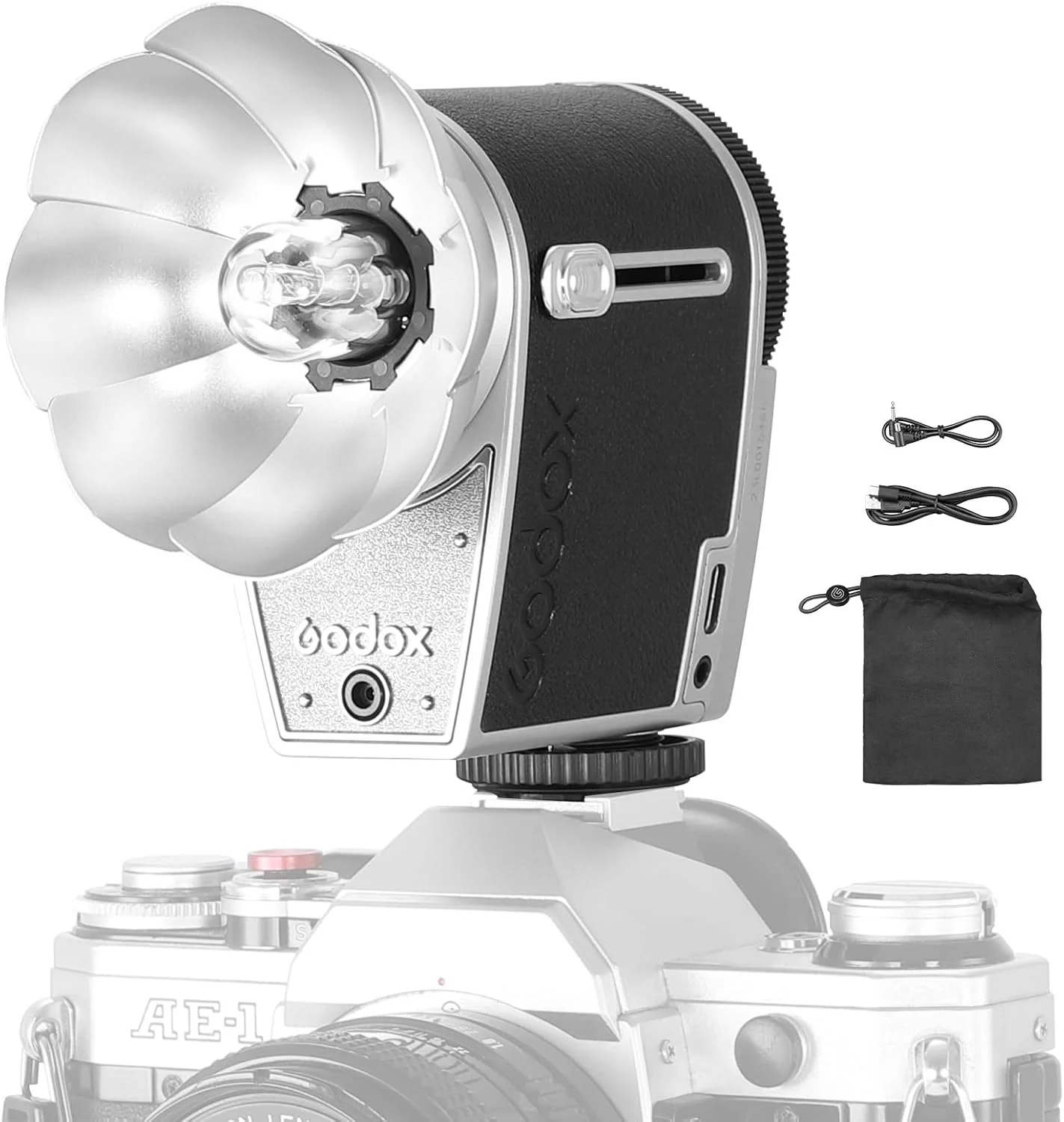 فلاش دوربین رترو GODOX lux Cadet 6200K±300K با باتری 1700mAh، GN10، حالت های خودکار و دستی، فاصله کانونی 28 میلی متر، توان فلاش 1/1-1/64 برای Fujifilm Canon Nikon Sony Olympus