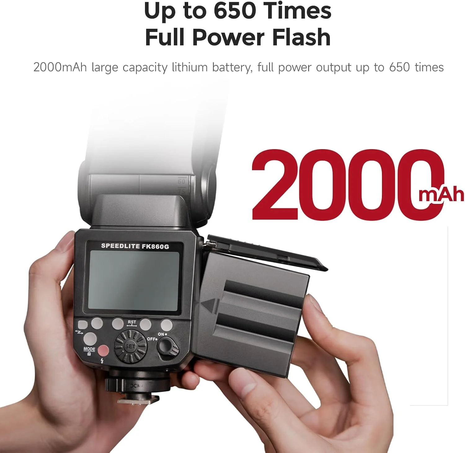 فلاش اسپیدلایت PHOTOOLEX HSS 1/8000S GN60 با باتری قابل شارژ 2000mAh ETTL برای دوربین های Canon EOS مدل های 6D 7D 50D 60D 100D 200D 500D 650D 750D 1000D 1300D 1DX 580EX II