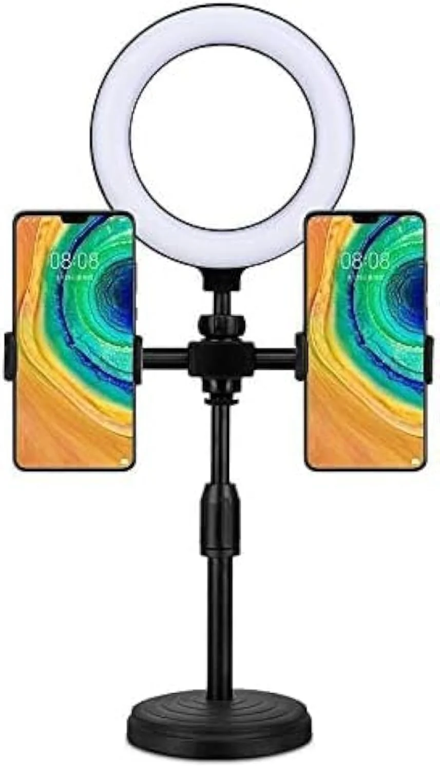 حلقه نور سلفی 16 سانتی متری، حلقه نور LED چند منظوره با پایه نگهدارنده تلفن برای پخش زنده، ویدیوهای یوتیوب/عکاسی. حلقه نور دوربین آرایشی با 3 حالت نور.