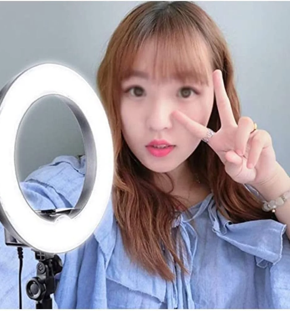 نور حلقه ای 14 اینچی یوول برای موبایل و عکاسی، حلقه آینه ای سلفی قابل حمل برای تماس های ویدیویی، عکاسی و کلاس های آنلاین با پایه سه پایه