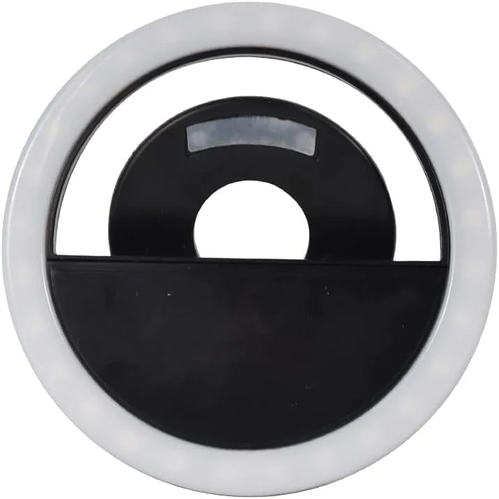 نور حلقه ای سلفی، نور سلفی گیره ای قابل حمل و شارژ (مشکی)