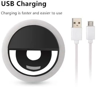 نور حلقه ای سلفی، نور سلفی گیره ای قابل حمل و شارژ (مشکی)