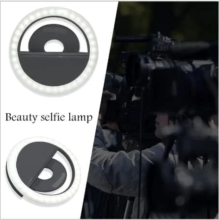 نور حلقه ای سلفی، نور سلفی گیره ای قابل حمل و شارژ (مشکی)