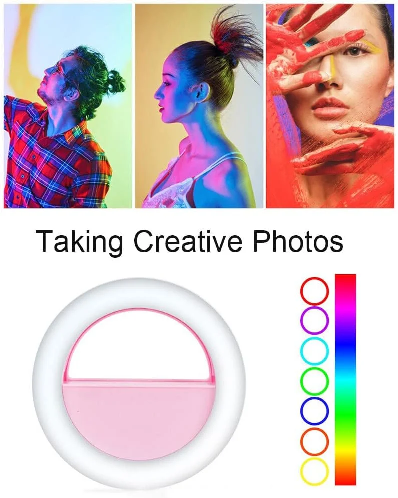 چراغ سلفی گیره ای کوچک گوشی هوشمند Irovami، چراغ LED RGB، لامپ زیبایی با باتری داخلی برای گوشی های هوشمند، تبلت ها و لپ تاپ ها