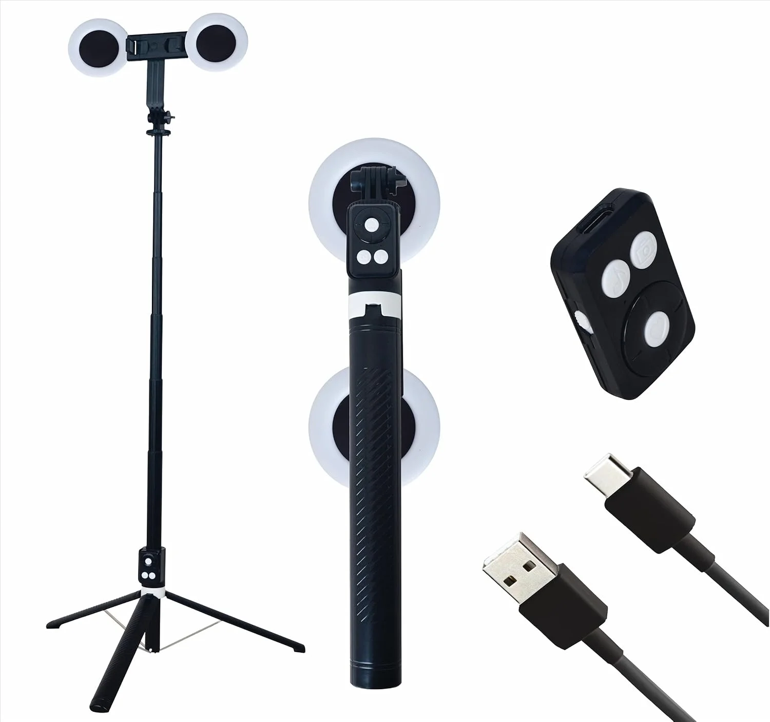 سه پایه مونوپاد T12 (مشکی) 175 سانتی متری با نور حلقه ای و سیستم بلوتوث قابل شارژ. ثبت تصاویر صاف و ثابت در هر شرایطی.