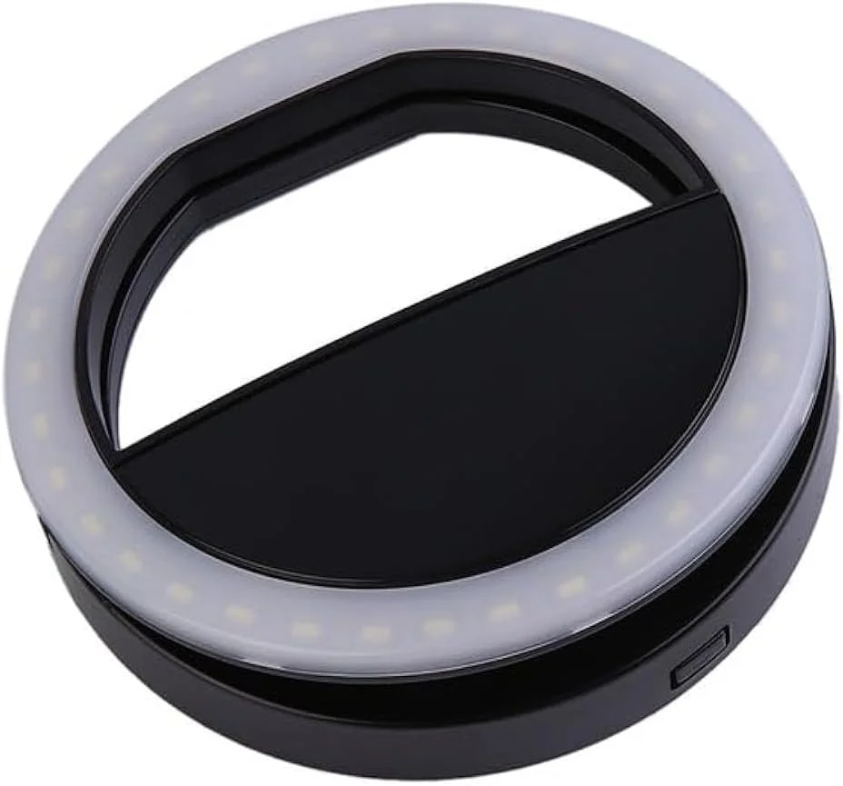 گیره حلقه ای نور سلفی قابل حمل LED مشکی/خاکستری چند رنگ