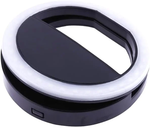 گیره حلقه ای نور سلفی قابل حمل LED مشکی/خاکستری چند رنگ