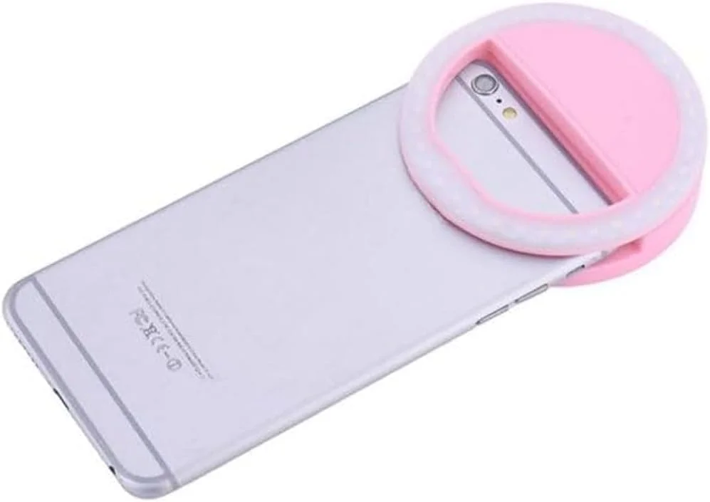 فلاش حلقه ای LED سلفی قابل حمل برای عکاسی دوربین - صورتی چند رنگ